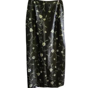 Vintage Chetta B Evening Olive Silk Floral Embroidered & Beaded Skirt Size 12